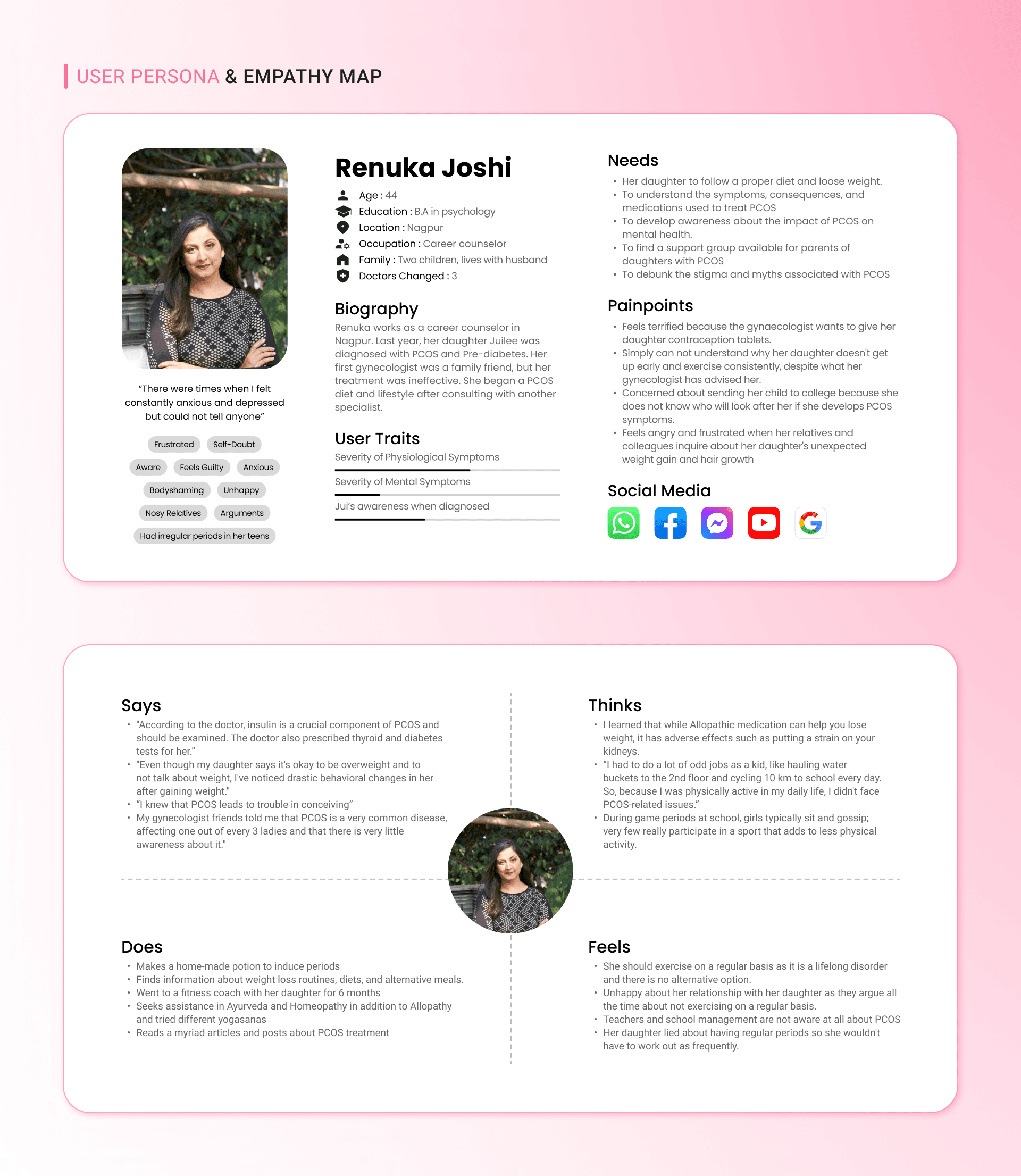 User Persona - Renuka Joshi, 44, Career Counselor