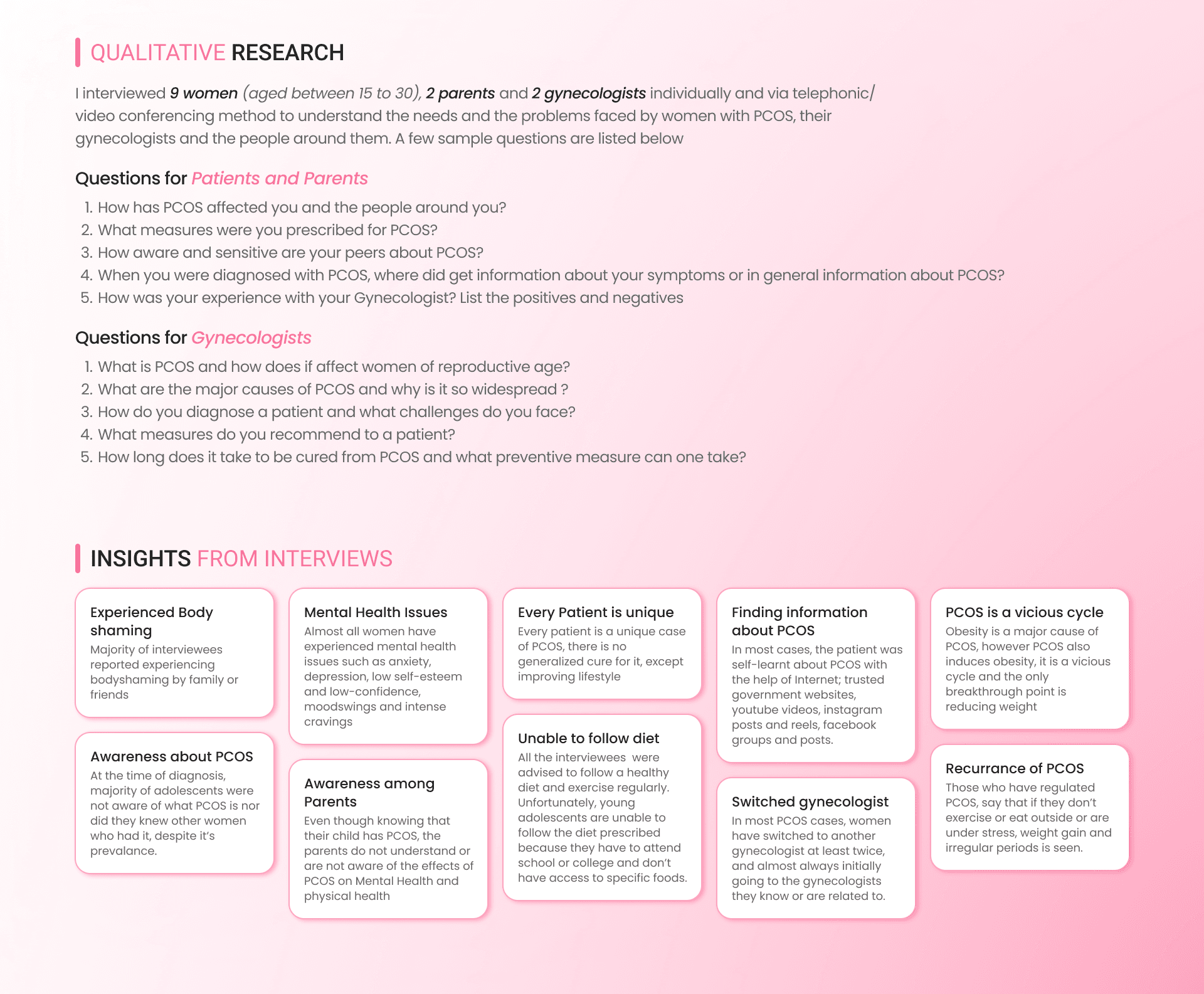 Qualitative Research - Interview questions and methodology
