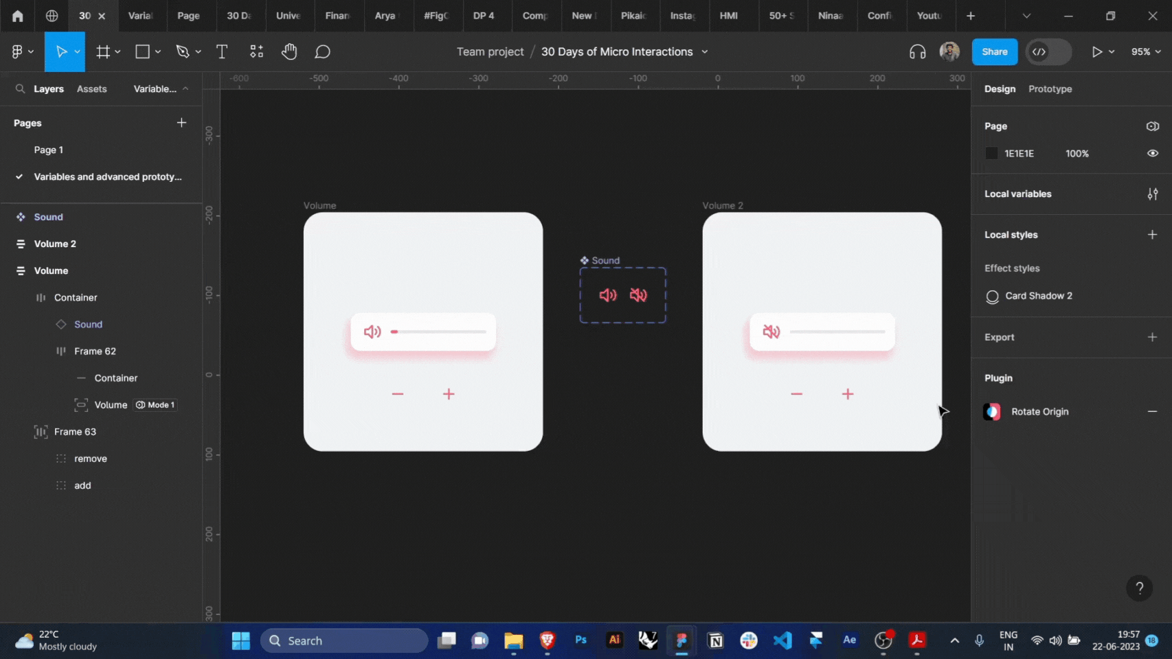 Dynamic volume control built with Figma Variables